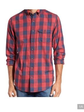 Vineyard Vines Crosby Slim Fit Red and Navy Buffalo Check Button-Down Shirt